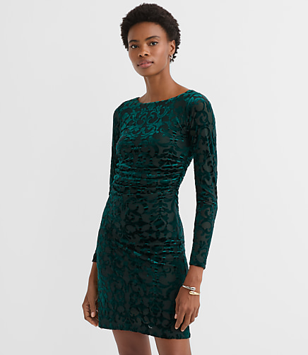 Mosaic Velvet Ruched Mini Dress