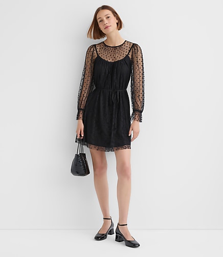 Dotted Chantilly Lace Mini Dress