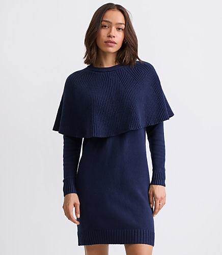 Petite Cape Mini Sweater Dress