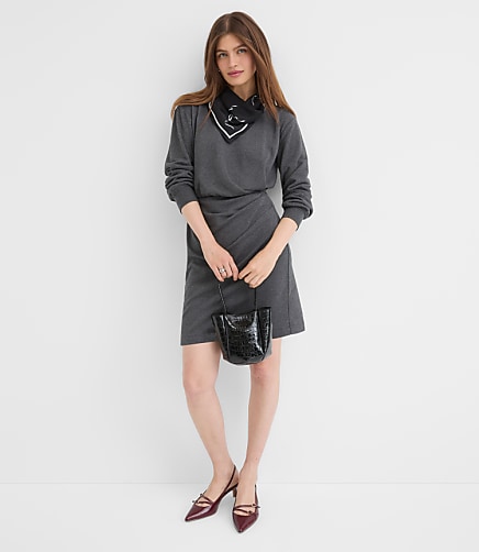 Petite Terry Side Pleated Mini Dress