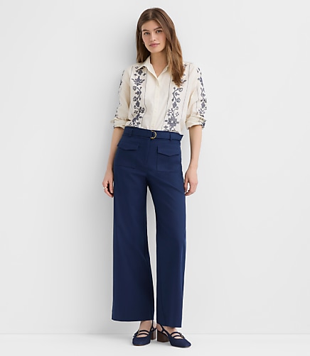 Belted Palmer Wide Leg Pants in Pique