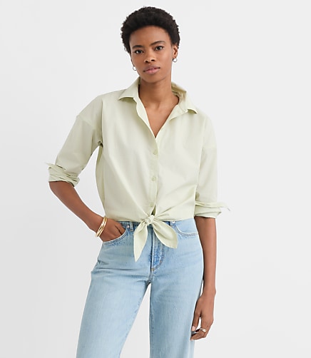 Poplin Tie Front Everyday Shirt