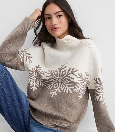 Snowflake Modern Mock Neck Sweater