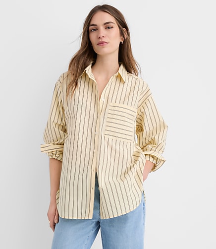 Striped Poplin Everyday Oversized Pocket Shirt