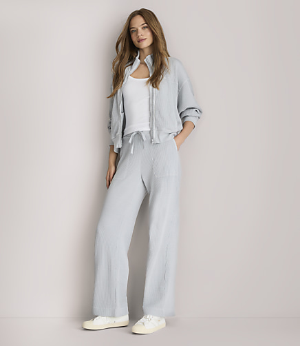 Petite Lou & Grey Garment Dyed Waffle Wide Leg Pants