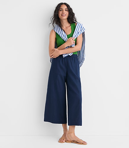 Breezy Wide Leg Crop Pants in Linen Cotton