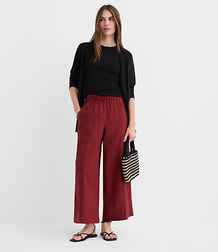 Breezy Wide Leg Crop Pants in Linen Cotton