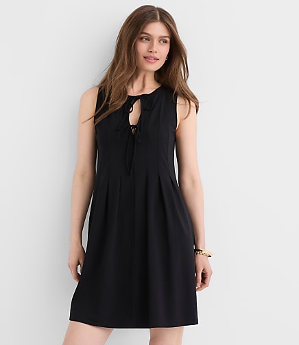 Pintucked Bow Mini Pocket Dress