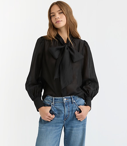 Petite Blouson Sleeve Bow Blouse