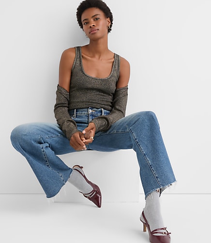 Shimmer Ribbed Sweater Tank Top