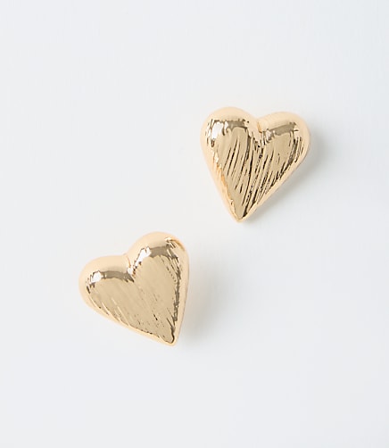Brushed Heart Stud Earrings