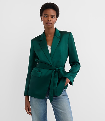 Satin Belted Modern Blazer