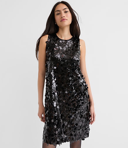 Sequin Satin Bow Back Mini Dress