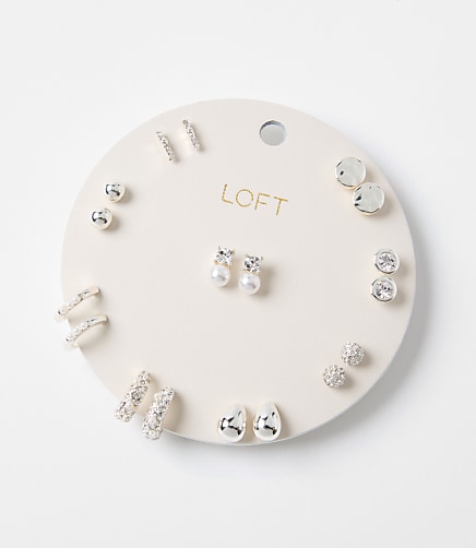 Pearlized Sparkle Stud Earring Set