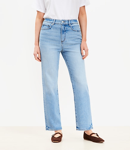Petite Curvy High Rise Straight Jeans in Bright Vintage Wash