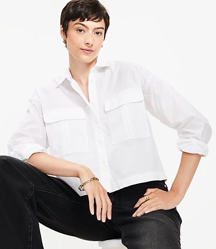 Poplin Wide Sleeve Modern Utility Shirt