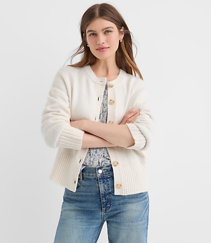 Ribtrim Cardigan - Whisper White