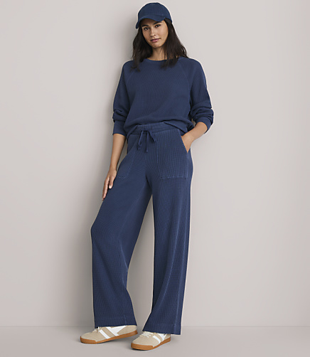 Lou & Grey Garment Dyed Waffle Wide Leg Pants