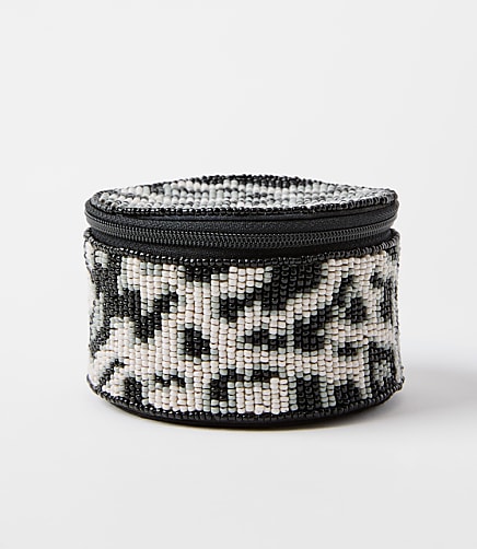 Snow Leopard Beaded Jewelry Box