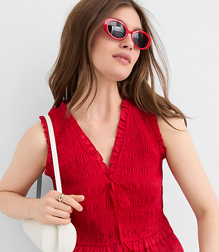 Smocked Ruffle Peplum Top