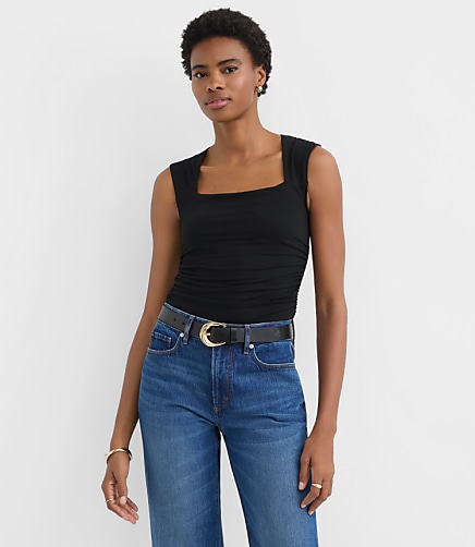 Ruched Square Neck Top