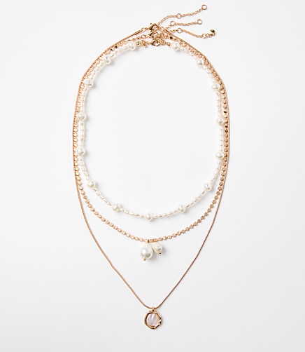 Pearlized Layered Pendant Necklace Set