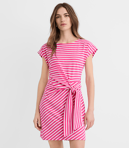 Striped Side Tie Wedge Tee Mini Dress