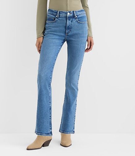 Rivete Petite Curvy Mid Rise Boot Jeans in Vintage Mid Wash