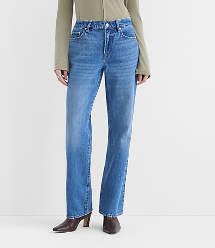 Rivete Curvy Mid Rise Relaxed Straight Jeans in Vintage Mid Wash