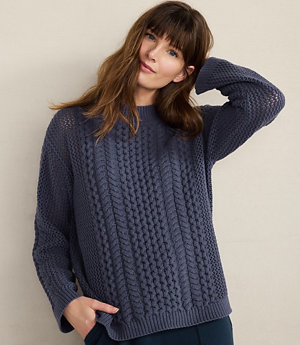Haven Well Within Cotton Blend Mixed Stitch Crewneck Sweater