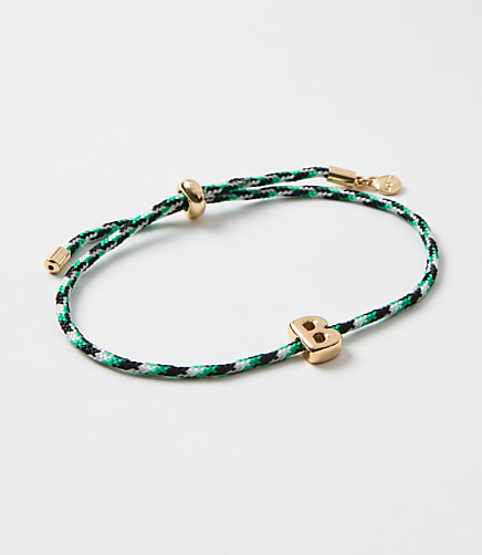Rope Pull Tie Initial Bracelet - Gold Letter B