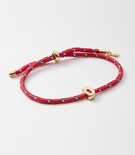 Rope Pull Tie Initial Bracelet - Gold Letter D