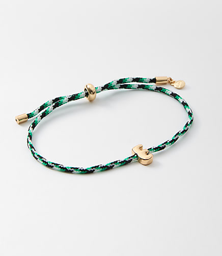 Rope Pull Tie Initial Bracelet - Gold Letter E