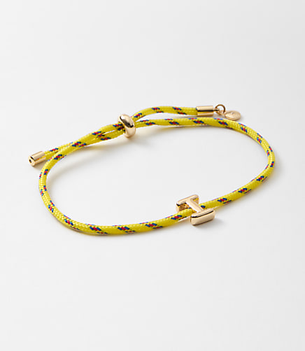 Rope Pull Tie Initial Bracelet - Gold Letter I