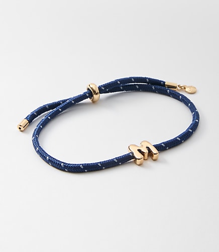 Rope Pull Tie Initial Bracelet - Gold Letter M