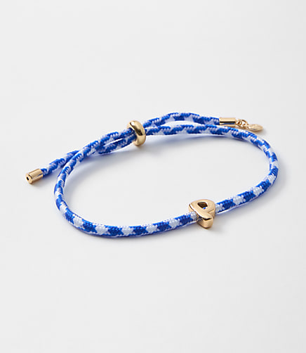 Rope Pull Tie Initial Bracelet - Gold Letter P