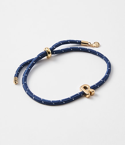 Rope Pull Tie Initial Bracelet - Gold Letter R