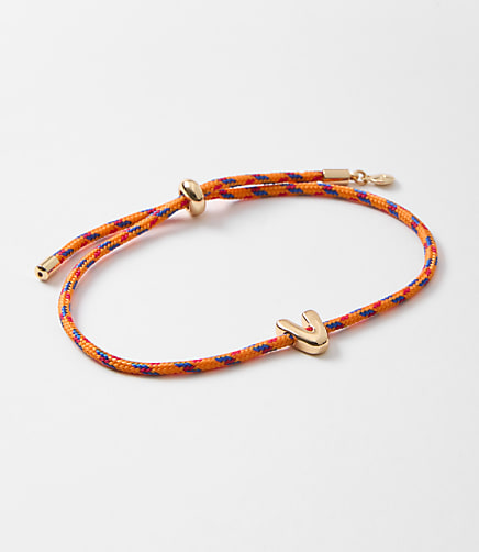 Rope Pull Tie Initial Bracelet - Gold Letter V
