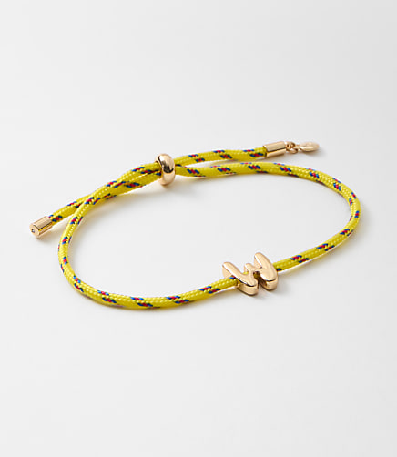 Rope Pull Tie Initial Bracelet - Gold Letter W