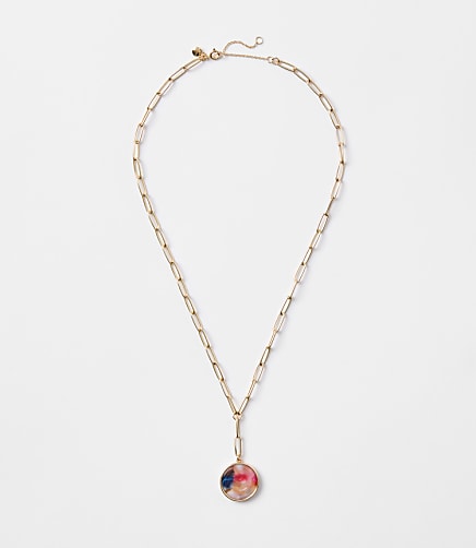 Multicolored Tortoiseshell Print Chain Link Necklace