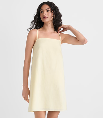 Tall Linen Cotton Strappy Mini Pocket Dress