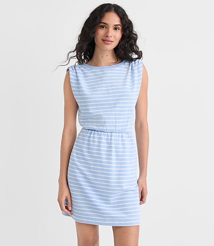 Petite Stripe Shirred Terry Mini Pocket Dress