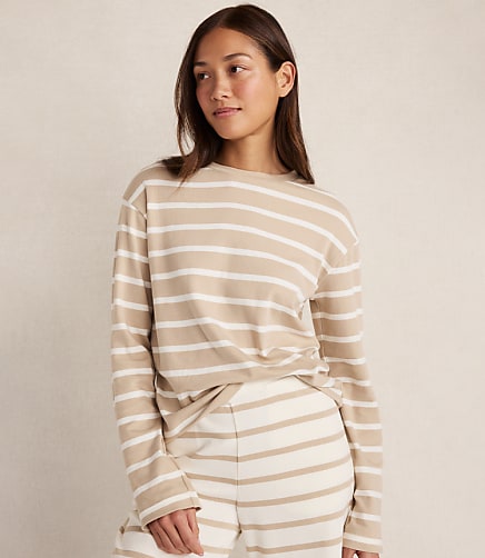Haven Well Within Brushed Cotton Interlock Stripe Crewneck