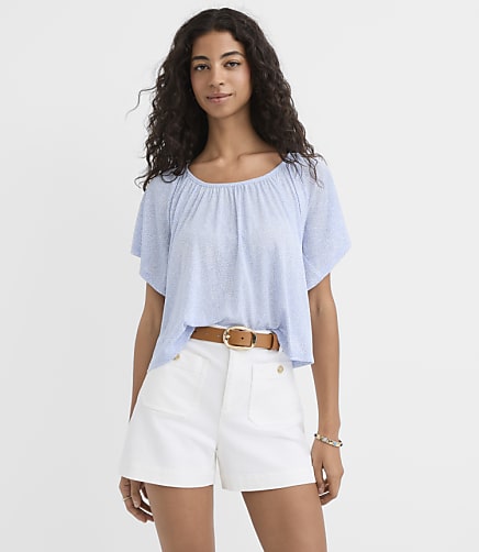 Gathered Flutter Sleeve Top