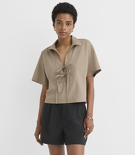 Petite Poplin Bow Shirt