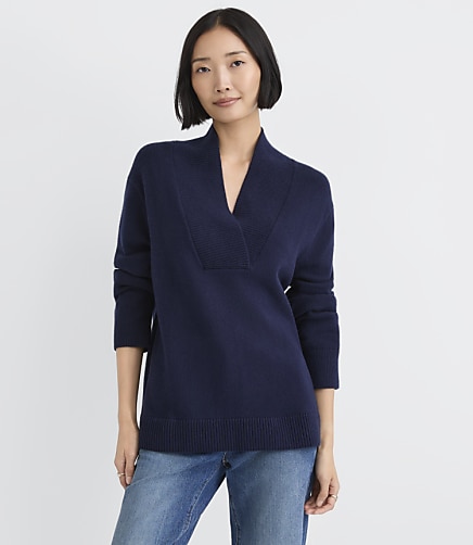 Crossover Neck Tunic Sweater