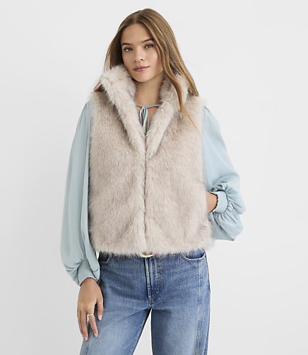 Faux Fur Funnel Neck Vest