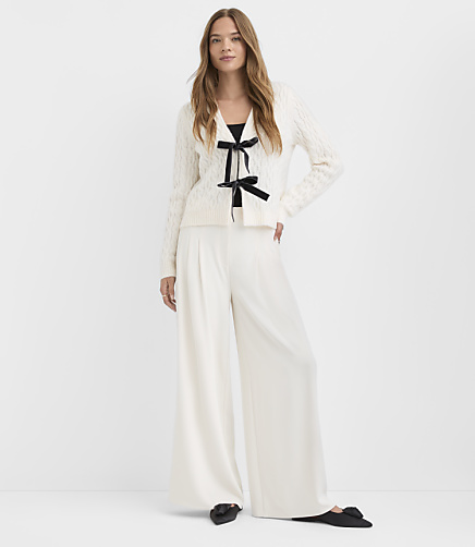 Petite Pleated Palazzo Pants in Satin