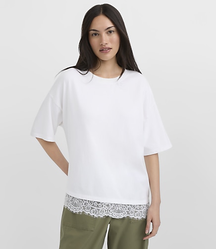 Asymmetrical Lace Hem Tee