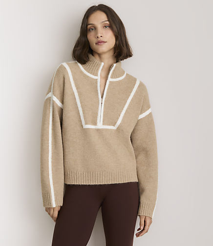 Lou & Grey Tipped Half Zip Sweater
